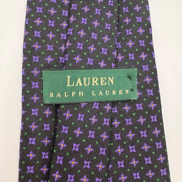 Lauren Ralph Lauren Mens 100% Silk Tie Purple Floral Pattern Hand Finished - Picture 4 of 6